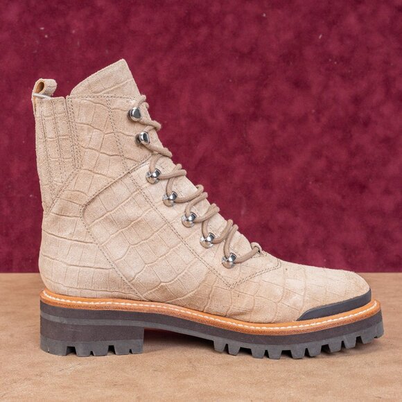 Marc Fisher Women Lizzie 2 Croc Print Lace-up Platform Cream Combat Boots Sz 8 - Picture 9 of 9